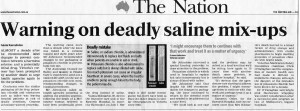 Warning deadly saline