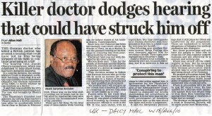 Killer doctor dodges hearing