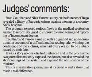 Walkley judges' comments 2008